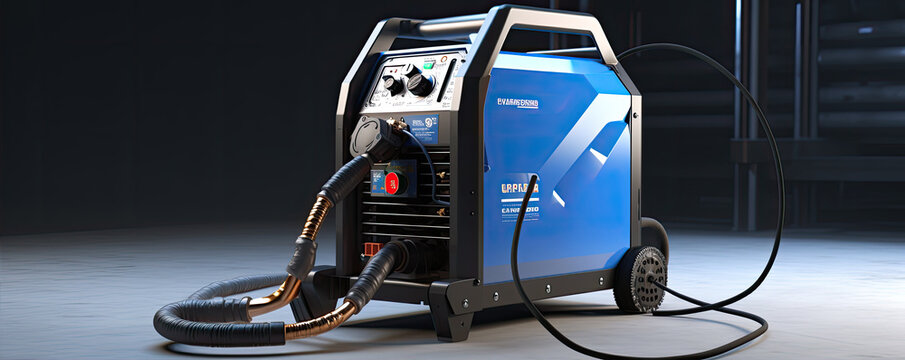 welding machine on black background.