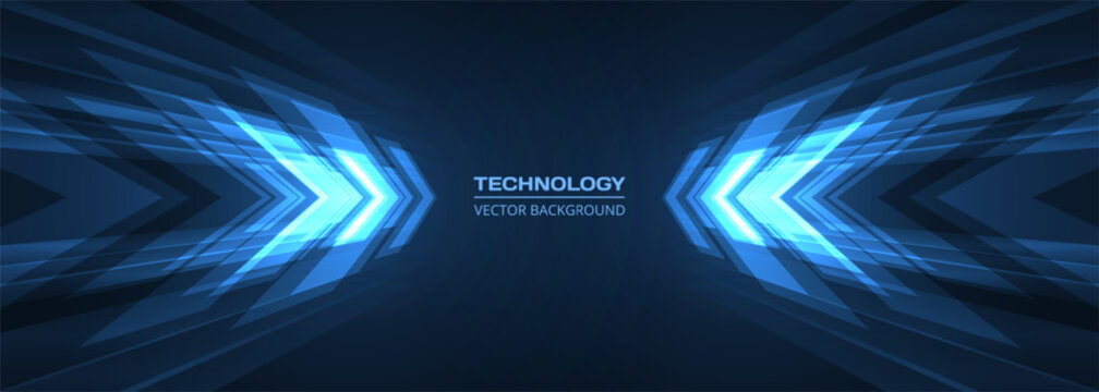 Abstract blue arrows futuristic technology background concept high-speed movement. Dynamic motion blue hi tech digital arrows and stripes. Vector illustration
