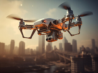 Autonomous Drone Over Cityscape