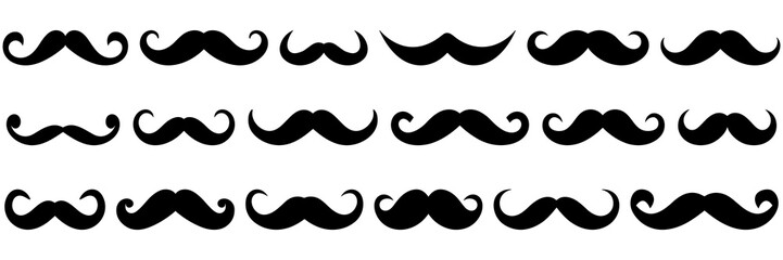 Mustache father silhouettes set, large pack of vector silhouette design, isolated white background