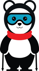 cute panda skiing