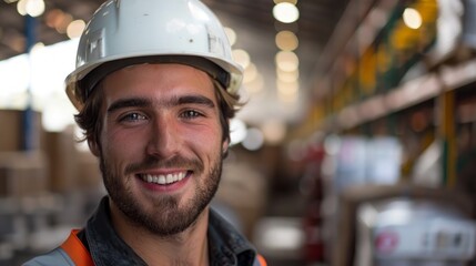 Warehouse Worker's Joyful Portrait Generative AI