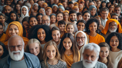 Very large group of multi-ethnic and diverse group of people gathered together.
