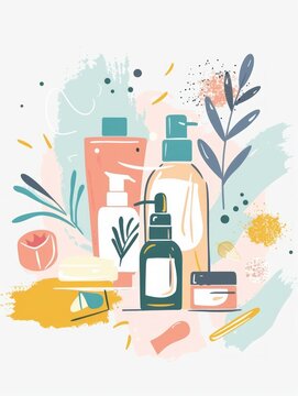 Couple Creating Natural Skincare Products with Pastel Colors Generative AI