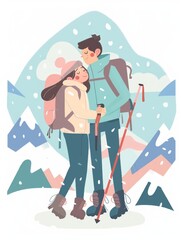 Couple's Romantic Glacier Hiking Adventure Generative AI