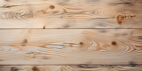 Natural light pine wood planks background. Wooden texture with visible grain and knots. Classic carpentry and interior design concept with space for text.
