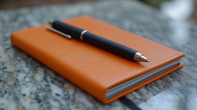 A5 size notebook with a black pen on top of the cover.