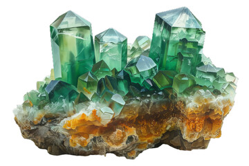  Fluorite crystals: protective and stabilizing stone, deep connection to the Spirit. Watercolor illustration on transparent background.