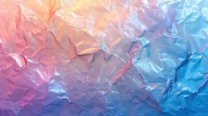Crumpled pastel blue holographic background texture