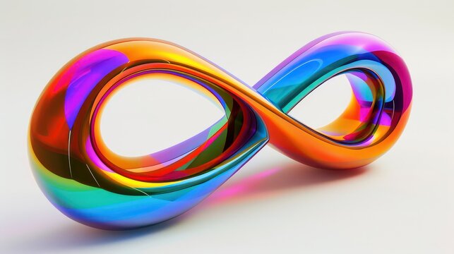 Infinite Loop A Mobius strip rendered in vibrant abstract colors symbolizing the infinite, cyclical nature of time and existence