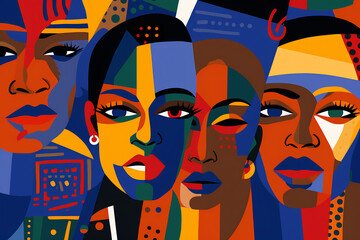 Fototapeta na wymiar Vibrant Afrocentric Heritage Illustration. African American History or Black History Month concept