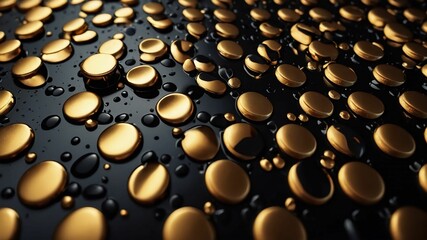 Black surface with gold dots. Suitable for abstract backgrounds or luxury designs. Generative Ai