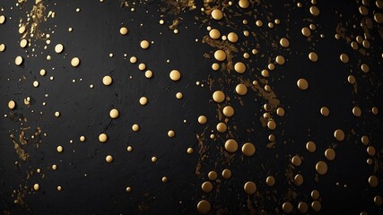 Black surface with gold dots. Suitable for abstract backgrounds or luxury designs. Generative Ai