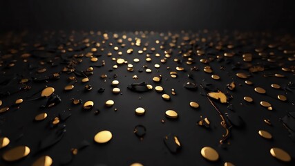 Obraz premium Black surface with gold dots. Suitable for abstract backgrounds or luxury designs. Generative Ai