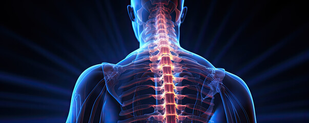Human spinal pain from back view - obrazy, fototapety, plakaty