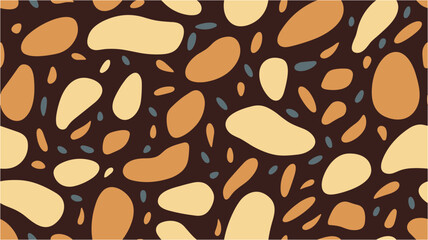 Vector Illustration. Vector seamless pattern with hand drawn coffee beans. Seamless abstract ellipses pattern. Animals trendy background. Irregular Design Texture.