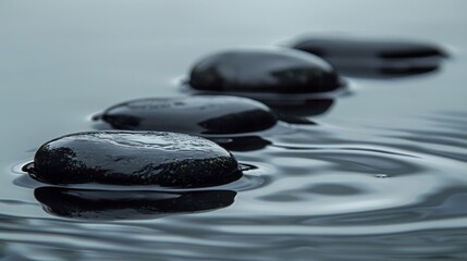 Zen Stones in Serene Water: Calming Nature Scenes for Mindfulness, Wellness and Relaxation

