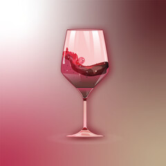 Illustration of a glass of red wine on a gradient background.