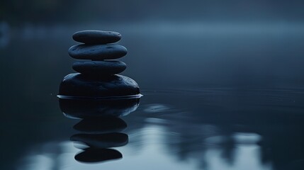 Zen Stones in Serene Water: Calming Nature Scenes for Mindfulness, Wellness and Relaxation

