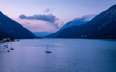 evening atmosphere at the alpine lake Achensee