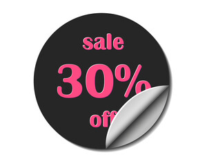Sale sticker 30 percents off. Discount 30. Vector, red and black. - 739568536