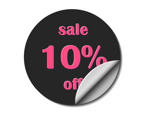 Sale sticker 10 percents off. Discount 10. Vector, red and black. - 739568563