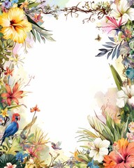 Naklejka premium Frame of green leaves, vegetables, flowers space for Text