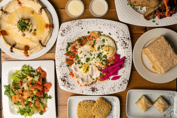 Middle Eastern Food flat lay composition