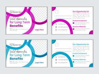 Corporate postcard design template bundle. Corporate Business Postcard Template Design, Simple and Clean Modern Minimal Postcard Template, Business Postcard Layout.