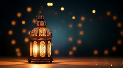 Ramadan Kareem background with arabic lantern and bokeh lights - obrazy, fototapety, plakaty