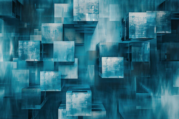 Abstract cubes background in blue toned.