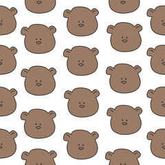 Seamless pattern of cute bear cubs in cartoon style.