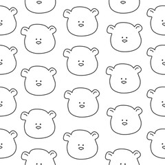 Seamless pattern of cute bear cubs in cartoon style.