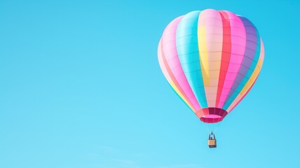 Fototapeta premium Vibrant hot air balloon against a clear blue sky