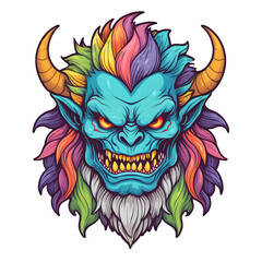 demon beast cartoon vector illustration. colorful concept
