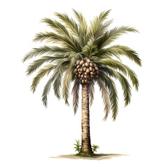 Illustrated palm tree with white background, palm tree, white background palm tree