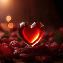 Obraz na płótnie Canvas Glossy red heart, signifying love and romance, human feelings