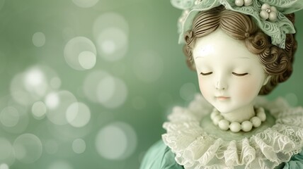 Fototapeta premium A porcelain figurine of a young woman with a serene expression