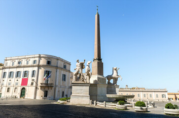 The Fountain of Monte Cavallo in Piazza del Quirinale (Quirinale Square) in Rome, Lazio Province,...
