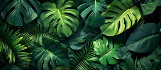 Obraz premium Lush Green Leaves Nature Wallpaper for Relaxation and Tranquility in Interior Design