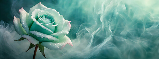 Makro kwiat róża. abstrakcyjny pastelowy dym. Puste miejsce - obrazy, fototapety, plakaty