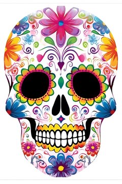 a colorful sugar skull on a white background, vector art, inspired by Francisco de Burgos Mantilla, telegram sticker, creative commons attribution, deaths, an ai generated image, the artist has use b