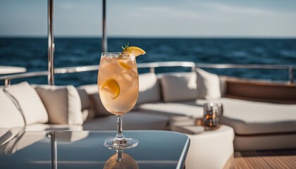Modern Yacht Cocktail Hour, a sophisticated cocktail hour on the deck of a modern yacht