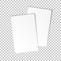Two realistic business cards mockup. Blank visit cards on transparent background. Design concept. Vector illustration