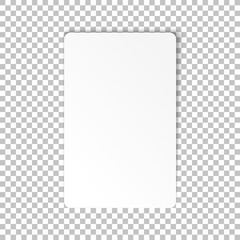 Top view of realistic business card mockup. Blank visit card on transparent background. Design concept. Vector illustration