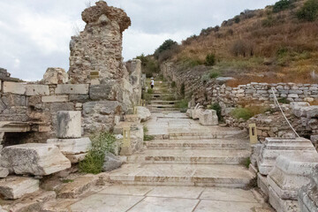 Fototapeta na wymiar Ancient City of Ephesus. The Library *of Ephesus, Preservation of Ancient City