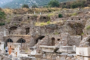 Fototapeta na wymiar Ancient City of Ephesus. The Library *of Ephesus, Preservation of Ancient City