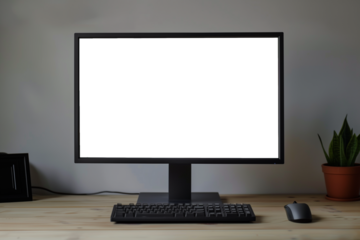 png, gray monitor on the table, transparent screen png, ultra realistic