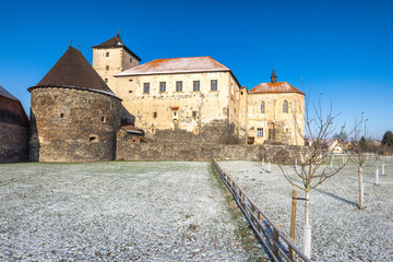 Fototapeta na wymiar Svihov castle in winter, medieval landmark in Region Pilsen in Czech Republic, Europe.