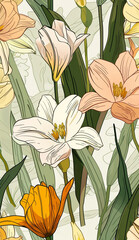 seamless pattern with lilies